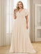 A-Line/Princess V-Neck Floor-Length Ruffles Plus Size Bridesmaid Dresses