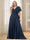 A-Line/Princess V-Neck Floor-Length Ruffles Plus Size Bridesmaid Dresses