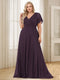 A-Line/Princess V-Neck Floor-Length Ruffles Plus Size Bridesmaid Dresses