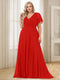 A-Line/Princess V-Neck Floor-Length Ruffles Plus Size Bridesmaid Dresses