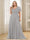 A-Line/Princess V-Neck Floor-Length Ruffles Plus Size Bridesmaid Dresses