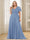 A-Line/Princess V-Neck Floor-Length Ruffles Plus Size Bridesmaid Dresses