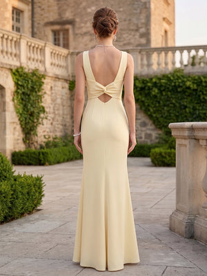 Trumpet/Mermaid Scoop Sleeveless Floor-Length Bridesmaid Dresses With Ruched