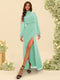 Sheath/Column High Neck Floor-Length Backless Bridesmaid Dresses With Split Side