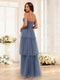 A-Line/Princess Spaghetti Straps Floor-Length Tulle Bridesmaid Dresses