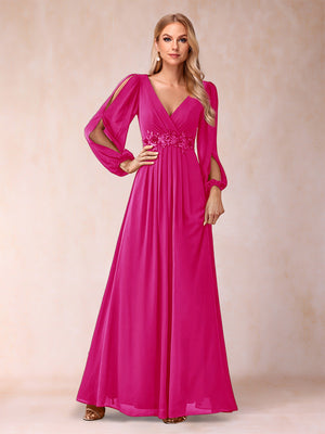 A-Line/Princess V-Neck Floor-Length Mother of the Bride Dresses With Ruffles