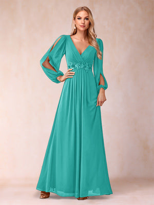 A-Line/Princess V-Neck Floor-Length Mother of the Bride Dresses With Ruffles