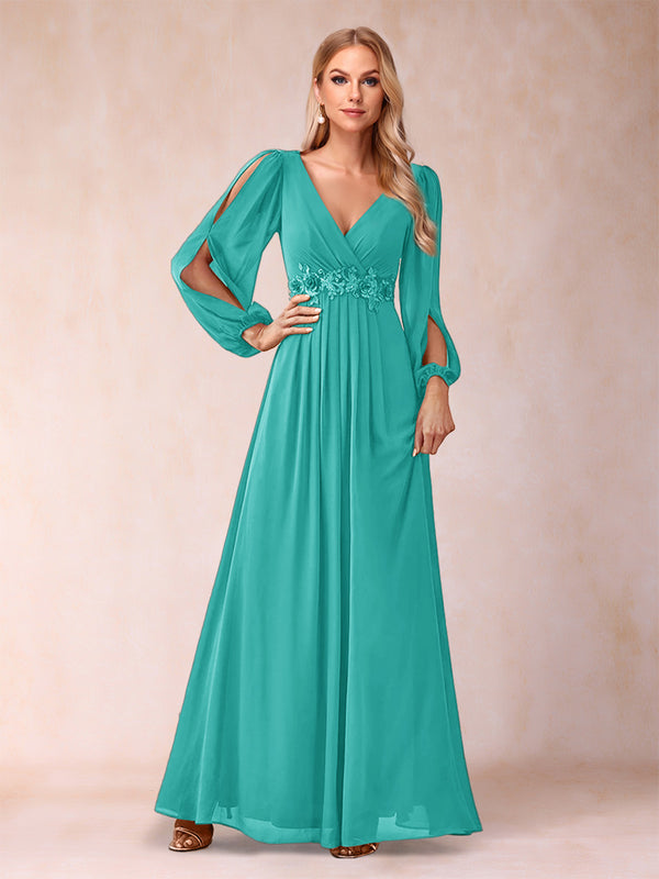 A-Line/Princess V-Neck Floor-Length Mother of the Bride Dresses With Ruffles