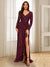 Sheath/Column V-Neck Floor-Length Evening Dresses With Split Side