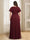 A-Line/Princess V-Neck Floor-Length Plus Size Evening Dresses With Split Side