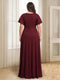 A-Line/Princess V-Neck Floor-Length Plus Size Evening Dresses With Split Side
