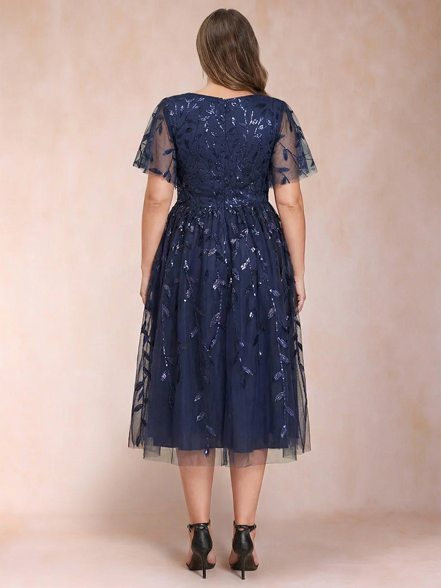 Lavetir Green A-Line/Princess V-Neck Tea-Length Mother of the Bride Dresses 2026