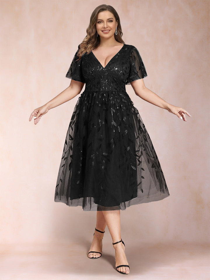 A-Line/Princess V-Neck Tea-Length Mother of the Bride Dresses