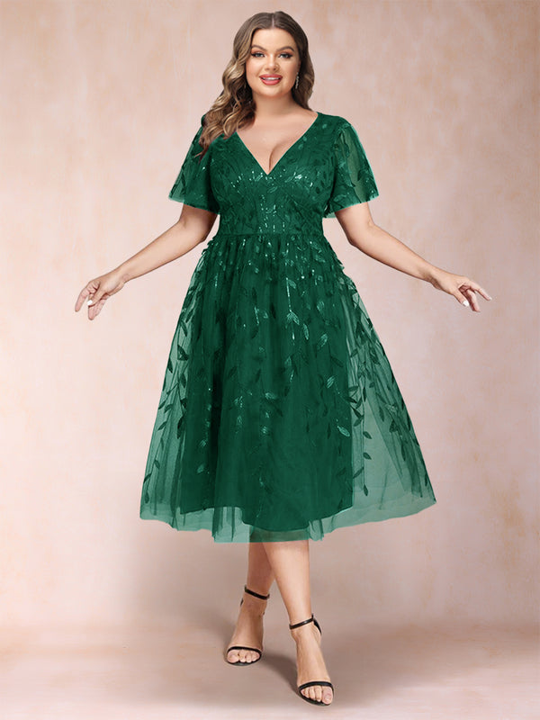 A-Line/Princess V-Neck Tea-Length Mother of the Bride Dresses