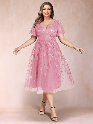 A-Line/Princess V-Neck Tea-Length Mother of the Bride Dresses