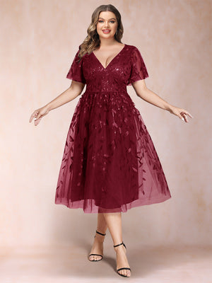 A-Line/Princess V-Neck Tea-Length Mother of the Bride Dresses