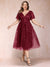 A-Line/Princess V-Neck Tea-Length Mother of the Bride Dresses