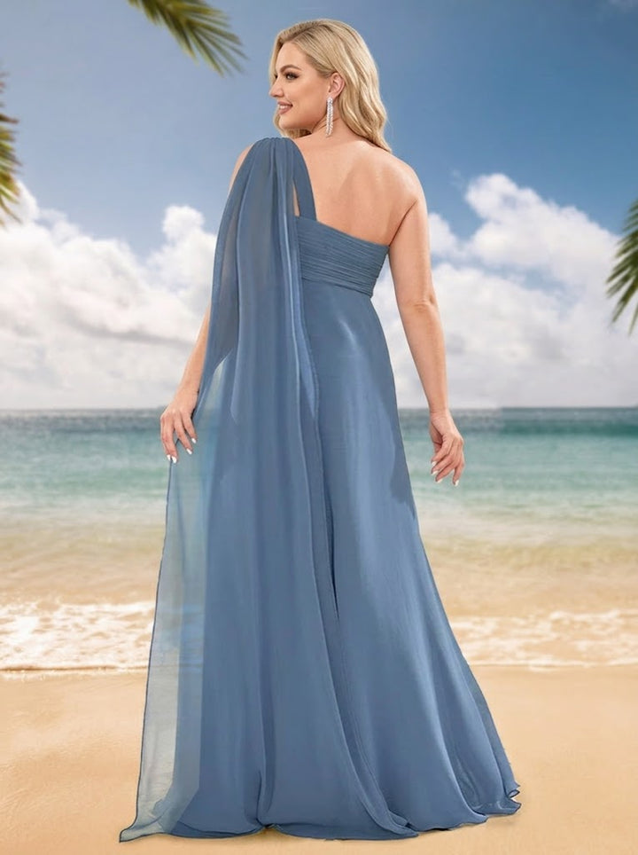 A-Line/Princess One-Shoulder Sleeveless Plus Size Bridesmaid Dresses