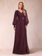 A-Line/Princess Long Sleeves V-Neck Mother of the Bride Dresses