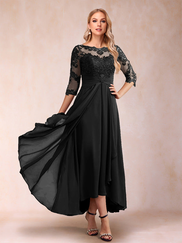 A-Line/Princess Asymmetrical 3/4 Sleeves Sweetheart Mother of the Bride Dresses