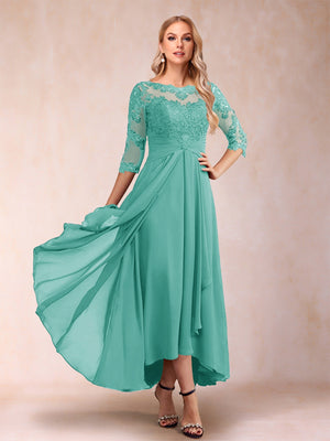 A-Line/Princess Asymmetrical 3/4 Sleeves Sweetheart Mother of the Bride Dresses