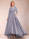 A-Line/Princess 3/4 Sleeves Asymmetrical V-Neck Mother of the Bride Dresses