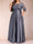 A-Line/Princess Floor-Length 3/4 Sleeves Scoop Plus Size Mother of the Bride Dresses