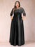 A-Line/Princess Floor-Length 3/4 Sleeves Scoop Plus Size Mother of the Bride Dresses