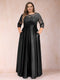 A-Line/Princess Floor-Length 3/4 Sleeves Scoop Plus Size Mother of the Bride Dresses