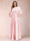 A-Line/Princess Floor-Length 3/4 Sleeves Scoop Plus Size Mother of the Bride Dresses