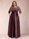 A-Line/Princess Floor-Length 3/4 Sleeves Scoop Plus Size Mother of the Bride Dresses