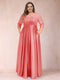A-Line/Princess Floor-Length 3/4 Sleeves Scoop Plus Size Mother of the Bride Dresses