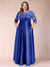A-Line/Princess Floor-Length 3/4 Sleeves Scoop Plus Size Mother of the Bride Dresses