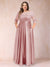 A-Line/Princess Floor-Length 3/4 Sleeves Scoop Plus Size Mother of the Bride Dresses