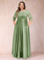A-Line/Princess Floor-Length 3/4 Sleeves Scoop Plus Size Mother of the Bride Dresses