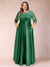 A-Line/Princess Floor-Length 3/4 Sleeves Scoop Plus Size Mother of the Bride Dresses