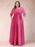 A-Line/Princess Floor-Length 3/4 Sleeves Scoop Plus Size Mother of the Bride Dresses