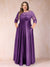 A-Line/Princess Floor-Length 3/4 Sleeves Scoop Plus Size Mother of the Bride Dresses