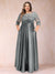 A-Line/Princess Floor-Length 3/4 Sleeves Scoop Plus Size Mother of the Bride Dresses