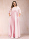 A-Line/Princess Floor-Length 3/4 Sleeves Scoop Plus Size Mother of the Bride Dresses