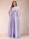 A-Line/Princess Floor-Length 3/4 Sleeves Scoop Plus Size Mother of the Bride Dresses