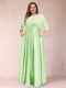 A-Line/Princess Floor-Length 3/4 Sleeves Scoop Plus Size Mother of the Bride Dresses