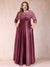 A-Line/Princess Floor-Length 3/4 Sleeves Scoop Plus Size Mother of the Bride Dresses