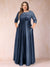 A-Line/Princess Floor-Length 3/4 Sleeves Scoop Plus Size Mother of the Bride Dresses