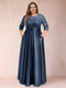 A-Line/Princess Floor-Length 3/4 Sleeves Scoop Plus Size Mother of the Bride Dresses
