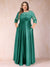A-Line/Princess Floor-Length 3/4 Sleeves Scoop Plus Size Mother of the Bride Dresses