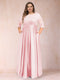 A-Line/Princess Floor-Length 3/4 Sleeves Scoop Plus Size Mother of the Bride Dresses