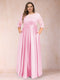 A-Line/Princess Floor-Length 3/4 Sleeves Scoop Plus Size Mother of the Bride Dresses
