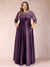 A-Line/Princess Floor-Length 3/4 Sleeves Scoop Plus Size Mother of the Bride Dresses