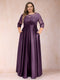 A-Line/Princess Floor-Length 3/4 Sleeves Scoop Plus Size Mother of the Bride Dresses